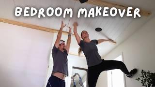 DIY Bedroom Makeover On A Budget | Shiplap Ceiling Installation | High End Bedroom Design