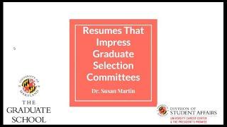 Resumés that Impress Graduate Admissions Committees