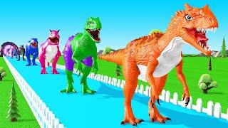 Paint Animals Dinosaur T-Rex Herbivores and Carnivores Dinosaurs Fountain Crossing Animal Cartoon