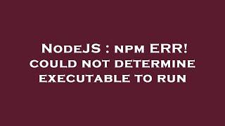 NodeJS : npm ERR! could not determine executable to run