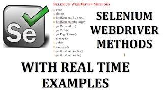 Selenium Tutorials | Selenium WebDriver Methods with examples-PART 1