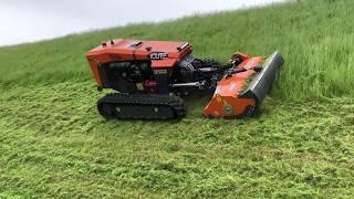 Ferri iCut3 Remote control flail grass cutting on 46 degree bank in UK