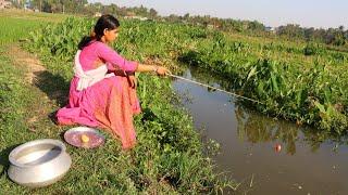 Fish Hunting || I was amazed by the beautiful girl's talent at catching fish in the canal