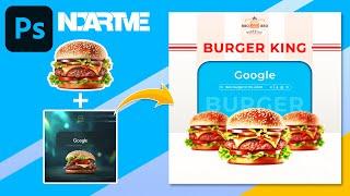 Burger King Social Media Advertising Design | photoshop tutorial