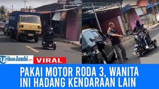 Viral Emak-emak Melawan Arah Malah Hadang Pengendara Lain