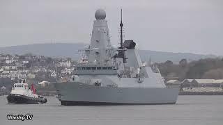 HMS DAUNTLESS D33 LEAVES DEVONPORT NAVAL BASE AT NORTH CORNER JETTY, DEVONPORT 3-4-23