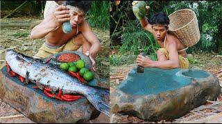 survival in the rainforest - Making granite mortar and pestle