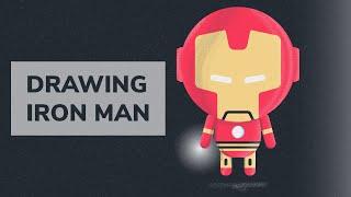 Drawing Iron Man (Avengers: Endgame) in Adobe Illustrator - Flat 3D Design #SpeedArt