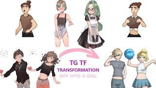 TG TF Transformation Comic Compilation  MTF Body Change  Boy  into a girl Body swap
