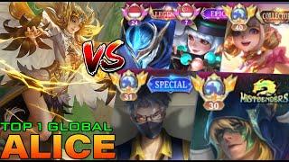 No.1 Alice VS Top Global Angela,Hanzo,Aldous & Supreme Gusion,Ruby - Top 1 Global Alice By POKEmon.