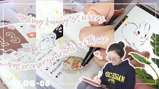 VLOG 06 Making Stickers + Cooking + Plan BUJO + Watercolor Journaling + Get Vaccined | STUDIO VLOG