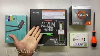 AMD Ryzen 3 3200G msi A520M-A PRO AGi SSD TP-Link WIFI Office PC Build