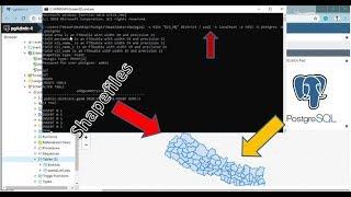 import and export shapefiles into database using command pormpt || shp2pgsql || pgsql2shp || tekson