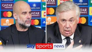 Carlo Ancelotti and Pep Guardiola react to Real Madrid's 3-2 win against Manchester City