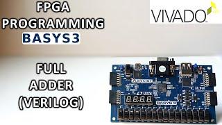 FPGA Programming with Verilog : Full Adder BASYS3