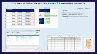 Excel Basics 18: Defined Names in Excel Formulas & Functions & For Jump Go To!