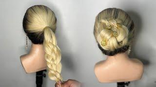 Quick 5 Braided HairBun Hairstyles For Wedding Party Bridal saree | Medium Hairstyles, hair hacks