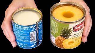Whisk condensed milk with pineapple! The best summer dessert without baking!