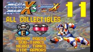 Mega Man X3 - Maverick 11: All Collectibles; Armor Parts/Sub-Tanks/Heart Tanks (Legacy Collection)