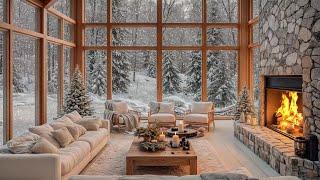 Soothing Fire Sounds & Winter Snow | Cozy Room Ambience for Calm & Peaceful Christmas Relaxation