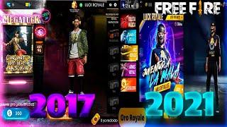 LA EVOLUCION DE LAS LUCK ROYALE DE ORO DE FREE FIRE (2017 - 2021) *Todas las luck royale de oro*