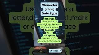 Character data type with c# syntax| C# Tips and Tutorials