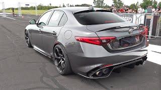 Alfa Romeo Giulia Quadrifoglio 2.9 V6 with RAGAZZON EXHAUST! Drag Racing, Accelerations Sound!