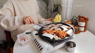 Korean zoo/crochet pot holder. And Korean soul food pork belly  housewife. Daily life