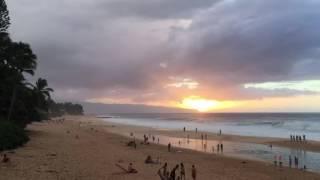 BONZAI PIPELINE SUNSET O'AHU HAWAII