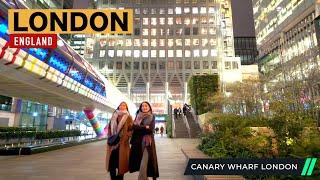 CANARY WHARF, London England, A Stunning Walking Tour, Exploring Little Manhattan [4K HDR]