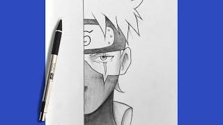 How To Draw Kakashi Half Face Easy Step By Step | Kakashi Hatake Drawing | Naruto