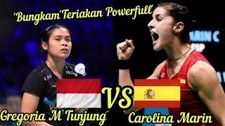 Menyala Gregoria Mariska Tunjung Bungkam Teriakan Powerfull Pemain SPAIN Carolina Marin! BADMINTON