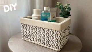 DIY!  FROM ORDINARY CORD AND CARDBOARD MADE A BASKET ORGANIZER WITH YOUR OWN HANDS!