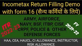 Army person ITR 2022 (hindi) #paramilitry  person ITR filling method with form 16