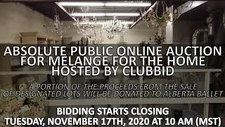 Absolute Public Online Auction for Melange For The Home, Hosted by ClubBid