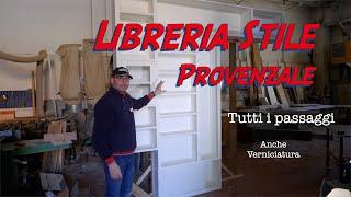 Libreria massello stile Provenzale con verniciatura o laccatura a pennello