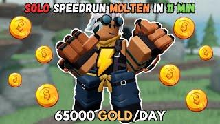 SOLO SPEEDRUN MOLTEN MODE IN 11MIN WITH BRAWLER! (65000 GOLD/DAY) | TDS (Roblox)