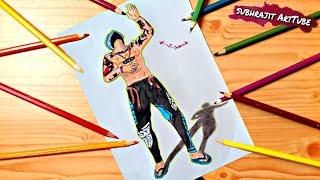 free fire lol emote cartoon character drawing || colour pencil art ||