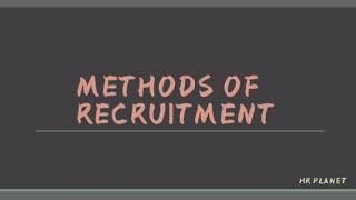 Methods of Recruitment