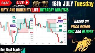 Live Nifty intraday trading | Bank nifty live trading | Live options trading | 16th July 2024 dhan