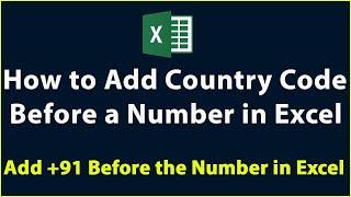 How to add country code before a number in excel || Add +91 Before the Mobile Number in Excel