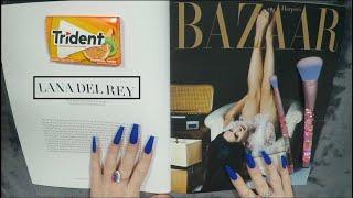 ASMR Gum Chewing Magazine Flip Through | Lana Del Rey | Whispered Page Turning & Tracing