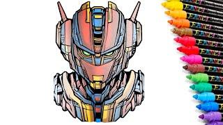 Robot Head Coloring Pages | Optimus Prime Transformer Coloring Book [NCS]