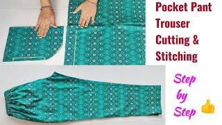 Pocket Pant Trouser cutting and stitching |Very Easy Pant Trouser Cutting and stitching