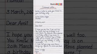 Informal letter | Write a letter to invite your friend to your birthday party | Invitation letter