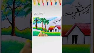 Scenery Drawing|| Simple Landscape Drawing|| Easy Scenery Drawing