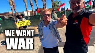 Pro-Palestine “Peace” Protestor Pulls Out A KNIFE On Man With A CAMERA