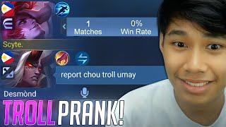 GREATEST PRANK IN MLBB EVER! TOP GLOBAL CHOU NOOB PRANK!