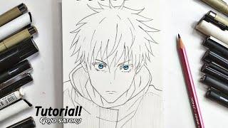 How to draw Gojo satoru with pencil || step by step || Jujutsu Kaisen || Anime drawing