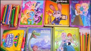 Dibujos para colorear para niñas y niños de Zootopia, MLP, Frozen Anna y Elsa